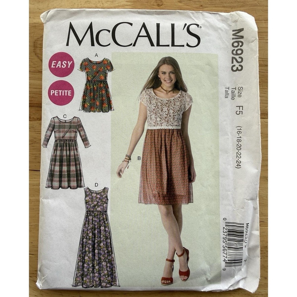 McCall's Easy Pattern M6923 Romper & Dresses Size 16-24 Uncut FF